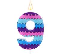 Video Game Birthday Candles, Vibrant Gaming Theme 9th Number Nine Candle Purple Blue Ninth Cake Topper for Boys Kids Birthday Decoration Party Supplies (Number 9)