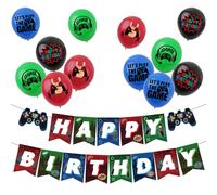 Video Game Birthday Decorations Gaming Party Pack,1pcs Happy Birthday Game Banner and 12pcs 12inch Gaming Player Party Balloons for Kids Girls Boys Games Controller Birthdays Party Supplies