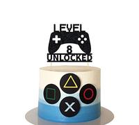 Video Game Birthday Decorations, Level 8 Unlocked Cake Topper