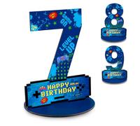 Video Game Birthday Party Decorations, Video Game Birthday Number Sign Centerpiece, 7th Table Topper Wooden Centerpiece for Gaming Theme 7th Birthday Supplies (7th)