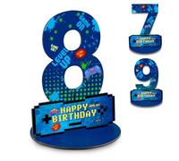 Video Game Birthday Party Decorations, Video Game Birthday Number Sign Centerpiece, 8th Table Topper Wooden Centerpiece for Gaming Theme 8th Birthday Supplies (8th)