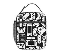 Video Game Black And White Lunch Bag For Boys Kids Cool Reusable Lunch Box Portable Insulated Meal Bags Tote For School Girls Men Work Travel Picnic