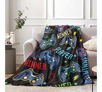 Video Game Blanket Gifts for Boys, Soft Gaming Controller Plush Flannel Throw Blanket for Kids Teens, Black Gamer Cozy Fluffy Blanket for Girls Men Couch Bed Sofa Bedroom Decor, 130 x 150 cm
