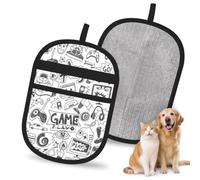 Video Game Boys Print Pet Hair Remover Gloves Deshedding Tool Grooming Home Cleaning Accessory
