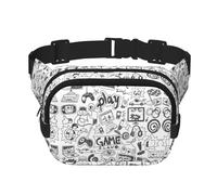 Video Game Boys Print Unisex Square Double Layer Waist Bag Crossbody Fanny Pack Travel Workout Accessory, Black, One Size