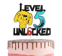 Video Game Cake Topper 5th for Boys,Kids Birthday Cake Decorations,Game Level Theme Cake Cupcake Topper Game On Cheers Happy 5th Birthday Cake Toppers for Kids,Boy,Gaming 5th Party Cake Decor