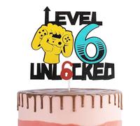 Video Game Cake Topper 6th for Boys,Kids Birthday Cake Decorations,Game Level Theme Cake Cupcake Topper Game On Cheers Happy 6th Birthday Cake Toppers for Kids,Boy,Gaming 6th Party Cake Decor