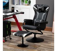 Video Game Chair and Footrest Set with Pedestal Base for Home Office VINSETTO Grey One Size