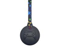 Video Game Chew Necklace with Lanyard - Black - for Kids with Autism, Anxiety & ADHD - 100% Food Grade Silicone - Sensory Oojamabobs (6 Lanyard Designs Available) (Stars, 70cm Lanyard)
