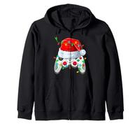 Video Game Controller Christmas Pajamas Santa Gamer Boys Zip Hoodie