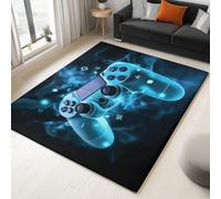 Video Game Controller Medium Gaming Rug for Boys Bedroom and Desk Non Slip Washable Modern 80 x 150 Blue Black