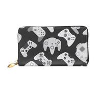 Video Game Controller Printed Leather Wallet Cell Phone Credit Card Wallet Zipper Wallet Black One Size Black One Size, Black/White, One Size