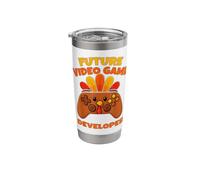 Video Game Developer Future Thanksgiving Gaming Fun Boy Kid Stainless Steel Insulated Tumbler