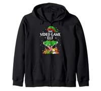 Video Game Elf Christmas Family Elf Squad Xmas Girls Women Zip Hoodie