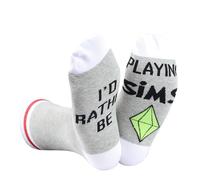 Video Game Gift Gamer Gift I’d Rather Be Playing Sims Game Gift Funny Gaming Socks for Game Lover (Playing Sims EU)