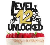 Video Game Level 12 Unlocked Cake Topper, Bruh It’s My 12th Birthday/Official Pre-teen 12, Level up Twelfth Controller Themed Happy 12th Birthday Party Decorations for Boys
