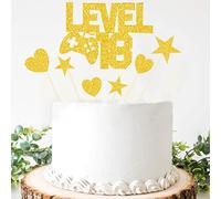 Video Game Level up Birthday Cake Topper - Level Up Birthday Cupcake Toppers, Happy 15th Birthday, 15 Year Old for Gamer Theme Party Decorations (Level 18)