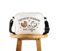 Video Game Merch Pixel Chicken Lover Gift Gaming Gamer Gift Fueled By Stardew And Coffee Crossbody Bag (FUELED BY uk)