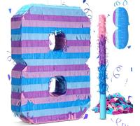 Video Game Number 8 Birthday Pinata for Birthday Decorations, 16 x 12 x 3 Inches Multicolor Pinata with Stick Blindfold Confetti, 8th Birthday Party Favors, Game Enthusiast Party Decoration Supplies