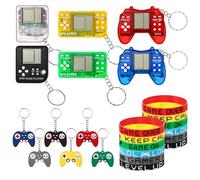 Video Game Party Bag Fillers for Kids, 24 PCS Video Game Favors, Gaming Party Birthday Bags with Gamer Keychains Silicone Bracelet for Kids Boys Birthday Supplies Party Favors Classroom Prizes