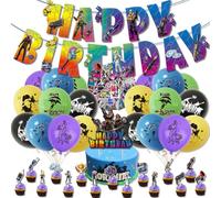 Video Game Party Supplies for Birthday Party,37pcs Game Theme Cake Toppers&50pcs Video Game Stickers,Happy Birthday Banner for Boys and Grils Gamer Birthday Party Decorations
