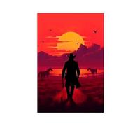 Video Game Poster RDR2 Red Posters Dead Redemption 2 Arthur Morgan Western Adventure Game 11 Canvas Poster Bedroom Decor Landscape Office Room Decor Gift 08x12inch(20x30cm)