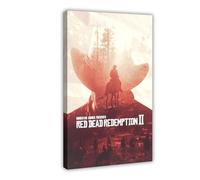 Video Game Poster RDR2 Red Posters Dead Redemption 2 Arthur Morgan Western Adventure Game 4 Canvas Poster Bedroom Decor Landscape Office Room Decor Gift 12x18inch(30x45cm)