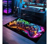 Video Game Rug for Game Enthusiasts - 47"x31" Plush Gaming Carpet with Memory Foam, Non-Slip Machine Washable Floor Mat for Bedroom, Game Room & Living Room (Fade-Resistant, Modern Decor)(GM-29)
