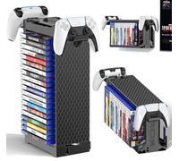 Video Game Storage Tower Holder Stand, Game Organizers and Storage for Nintendo Switch 2/ PS5/ PS4/ Xbox/PSP PC Gamer, Universal Vertical & Horizontal Stand for 20 Gaming Discs, Gaming Accessories 1T