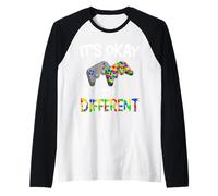 Video Gamer It's Okay to Be Different Autism Awareness Month Raglan Baseball Tee