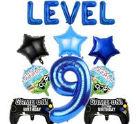Video Games 9th Birthday Level 9 Balloons Birthday Balloons Video Game Party Decorations Blue Number 9 Balloon