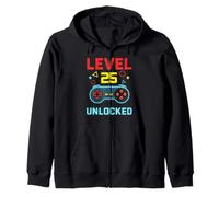 video games Level 25 unlocked 25th birthday gamer boys girls Zip Hoodie