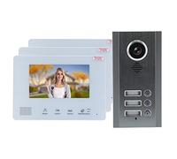 Video intercom doorbell, 7in Screen BUS 2 Wire Video Doorbell Camera Door Phone System, Direct Press Type Color Display Two Way Intercom Night Vision Weatherproof AC(Direct press type 3 households)