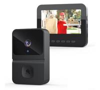 Video Intercom Doorbell with Two-Way Audio, 4.3 Inch Display, 85 Degree Wide View, 300mAh Low Power cell, No network Needed for Home Entrance,(Black)
