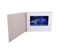 Video Memory Book, 7 Inch Video Greeting Card 2GB Memory Video Brochure Electronic Greeting Card with LCD Screen, Hard Paper Linen Fabric Style