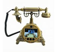 Video Message Phone Vintage Telephone Guest Book With Display Tabletop Interactive Handset Coiled Cord Resin Metal Construction suitable for weddings receptions celebrations home decoration , Bronze