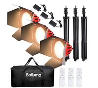 Video Studio Continuous Red Head Light with Light Stand and Carry Bag, 50W 3000K-6500K Bi-color Video Light for Film Advert New Coverage Background Lighting Product Photography, 3 Sets with Dimmer