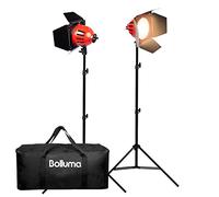 Video Studio Continuous Red Head Light with Light Stand and Carry Bag, 50W 3000K-6500K Bi-color Video Light for Film Advert New Coverage Background Lighting Product Photography, 2 Sets with Dimmer