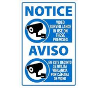 Video surveillance in use on these premises, english spanish safety sign - 1mm flexible Plastic sign (400mm x 300mm)