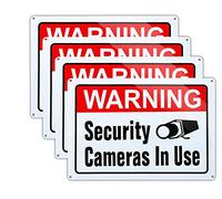 Video Surveillance in Use Sign,Warning Security Cameras in use Sign,Large 10x14 Inch Aluminum UV Ink Printed for House and Business (4-Pack)…
