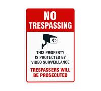 Video Surveillance No Trespassing, CCTV Security Camera Metal Warning Sign for Indoor Outdoor Security, Business Office Home Garden Street Decor 20 x 30 cm