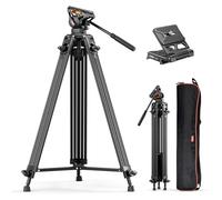 Video Tripod,COMAN 74" Professional Metal Heavy Duty Camera Tripods with Adjustable Damping Fluid Head,Dual-Mode QR Plate Compatible with DJI RS Manfrotto (Q6 New Fluid Head)