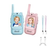 Video Walkie Talkies for Kids 2 Pack, Rechargeable Long Range Walkie Talkies with Screen Display & Voice Changer, Fun Kids Toys Age 6-12, for Boys and Girls