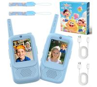 Video Walkie Talkies for Kids, 2 Pack Rechargeable Video Intercom Walkies Talkies with Camera, Indoor Outdoor Toys for Family Games, Camping, Birthday Easter Gifts for Boys Girls Ages 3-12, Blue