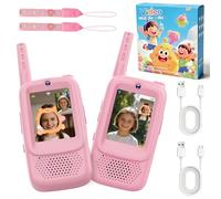 Video Walkie Talkies for Kids, 2 Pack Rechargeable Walkie Talkie with HD Camera, Birthday Easter Gift Toys for Girls Boys Ages 3-12, Indoor Outdoor Toys for Family Games, Camping, Hiking, Pink