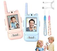 Video Walkie Talkies for Kids, 2 Pack Rechargeable Walkie Talkies with Screen Display and Voice Changer, Long Range Toys Gifts for 3-12 Year Old Boys and Girls