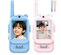 Video Walkie Talkies for Kids- 2-Way Video Call, Handheld 2 Pack Rechargeable Video Intercom Kids Walkies Talkies, Christmas Birthday Gifts for Kid Indoor Outdoor Camping (blue+pink)