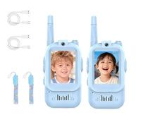 Video Walkie Talkies for Kids, Handheld 2 Pack Rechargeable Intercom with Camera and Voice Changer for Family Games Outside Camping Hiking Gifts for Boys Girls Ages 3-12 (Blue and blue)