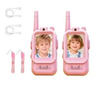 Video Walkie Talkies for Kids, Handheld 2 Pack Rechargeable Intercom with Camera and Voice Changer for Family Games Outside Camping Hiking Gifts for Boys Girls Ages 3-12 (Pink and pink)