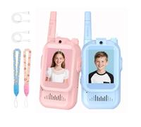 Video Walkie Talkies for Kids, Handheld 2 Pack Rechargeable Video Intercom Kids Walkies Talkies, 2-Way Video Call, with Screen, for Play, Camping, Hiking, Travel (Pink+Blue)
